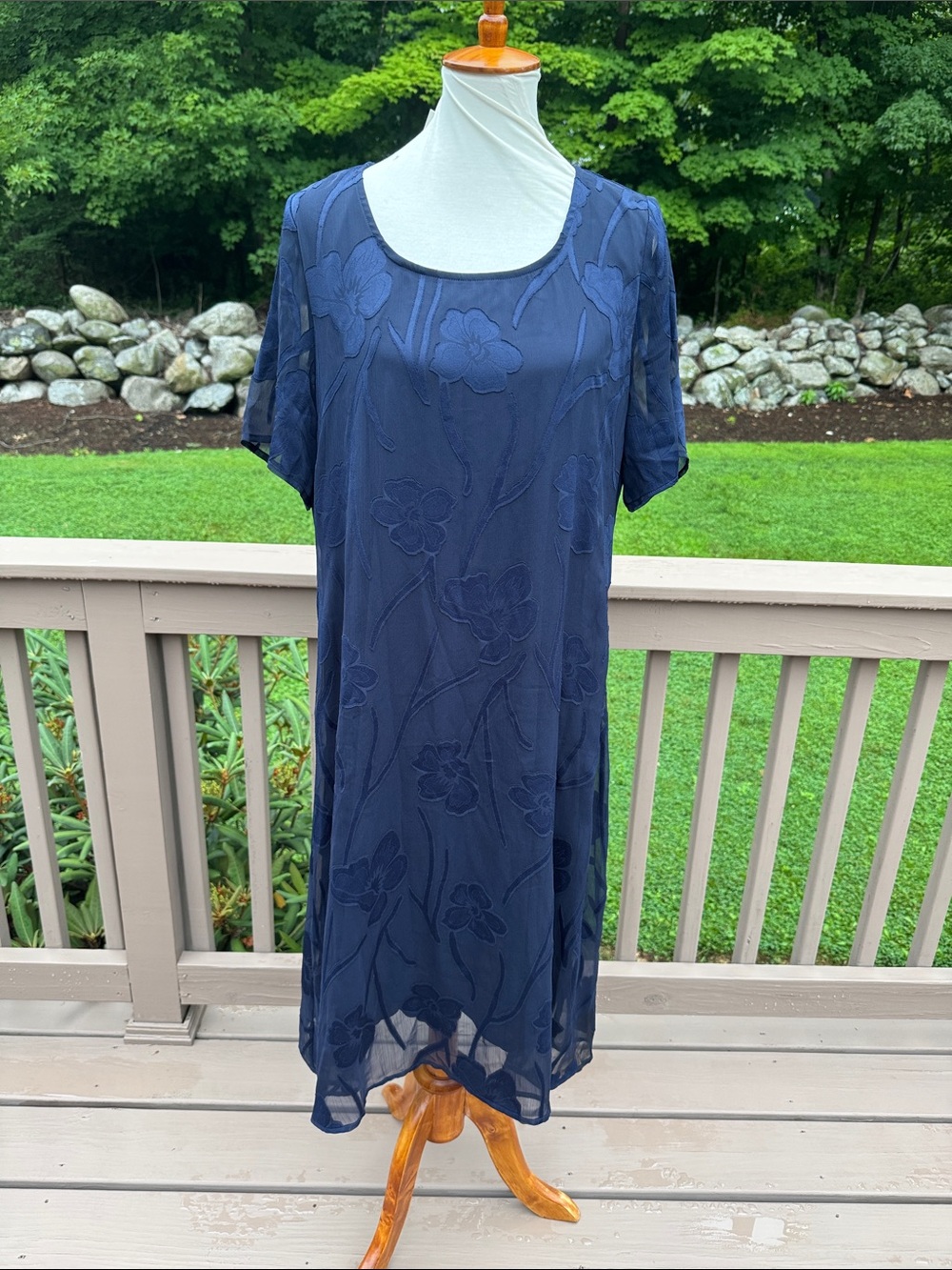 MSGLAMOR Cocktail Dress navy shift chiffon flowing pullover